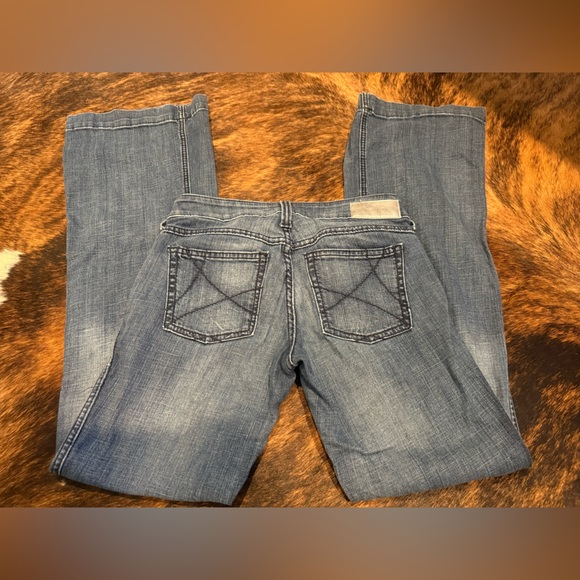 Ariat Trouser Mid Rise Stretch Entwined Wide Leg Jean 27L - Picture 1 of 5